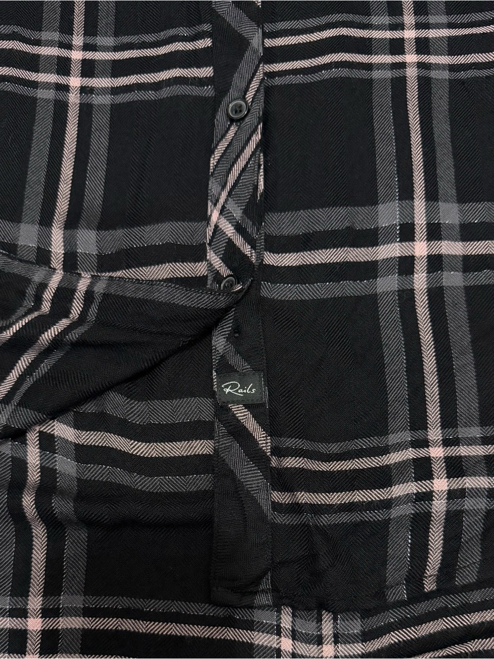 RAILS Hunter Onyx Slate Blush Metallic Plaid Button DownLarge - Picture 11 of 11